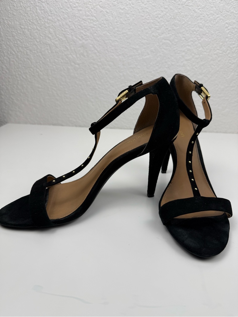 Calvin Klein | Nashra T-Strap Suede Heels | Black | 8.5 - Picture 14 of 14